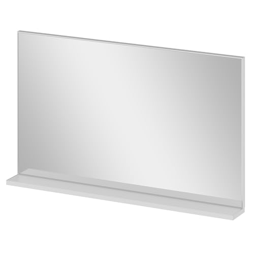 AQUABATOS Badspiegel mit Ablage ohne Licht Beleuchtung 100 x 60 cm Wandspiegel Metall Badezimmer Spiegel Badezimmerspiegel Hängespiegel Rechteckig Wohnzimmerspiegel Aluminiumrahmen Silber matt von AQUABATOS