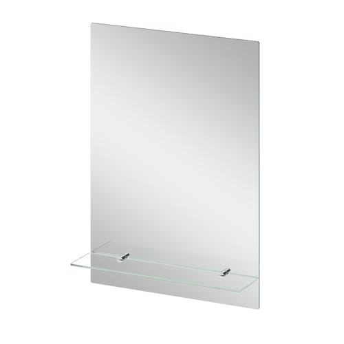 AQUABATOS Badspiegel mit Ablage ohne Licht Beleuchtung 50 x 70 cm Wandspiegel Badezimmer Spiegel ohne Rahmen Badezimmerspiegel Hängespiegel Rechteckig Glasregal Glasablage von AQUABATOS