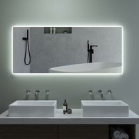 Badspiegel mit led indirekte Beleuchtung Antibeschlag Kaltweiß Neutralweiß Warmweiß Einstellbar Dimmbar Touch Schalter mit Memory-Funktion für von AQUABATOS
