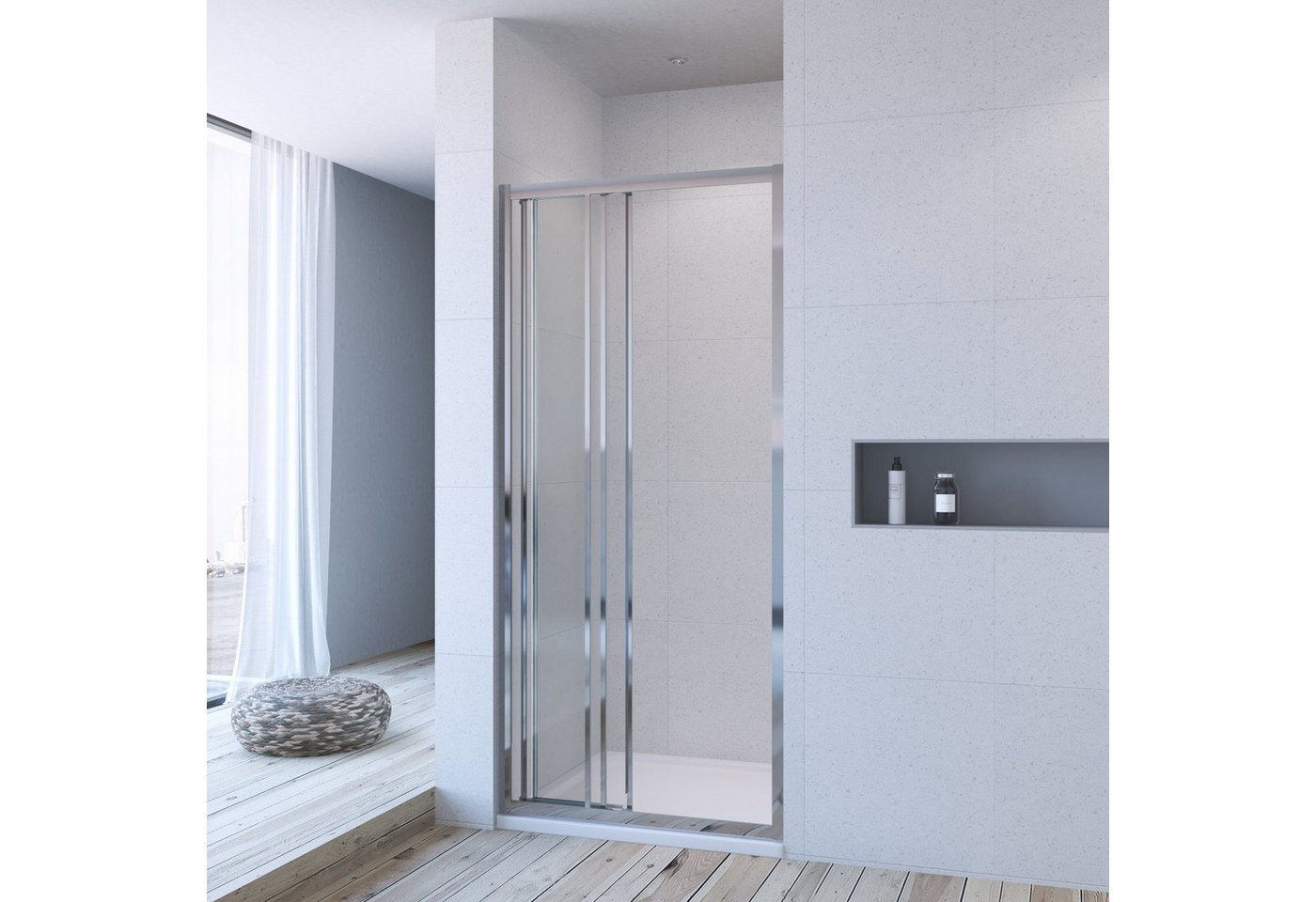 AQUABATOS Dusch-Drehtür Duschtür Nische 90cm Duschwand Glas Nischentür Dusche Drehtür, Einscheiben-Sicherheitsglas (ESG) 6mm, (Schwingtür / Drehfalttür / Pendeltür / Scharniertür / Schiebetür) Lotus-Effekt Nanobeschichtung von AQUABATOS