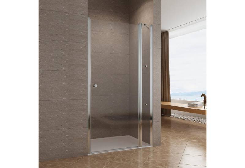 AQUABATOS Dusch-Drehtür Duschtür mit Festteil und Duschablage Breite 95 100 105 115 125cm, 95x197 cm, 6 mm klar Echtglas mit NANO-Beschichtung, (Duschabtrennung Duschwand Glas für Nische) großer Verstellbereich von AQUABATOS