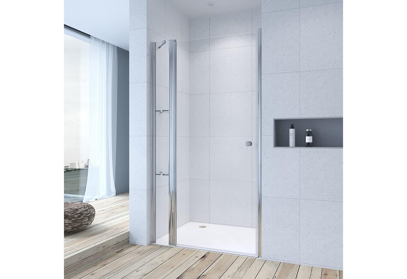 AQUABATOS Dusch-Drehtür Pendeltür Duschtür Nischentür Glastür für Dusche Duschabtrennung Glas, 90x197 cm, 6 mm Einscheibensicherheitsglas mit Nanobeschichtung, mit Festteil und Duschablagen,beidseitig montierbar,Heb-/Senk-Technik AQUABATOS Dusch-Drehtür Pendeltür Duschtür Nischentür Glastür für Dusche Duschabtrennung Glas, 90x197 cm, 6 mm Einscheibensicherheitsglas mit Nanobeschichtung, mit Festteil und Duschablagen,beidseitig montierbar,Heb-/Senk-Technik von AQUABATOS