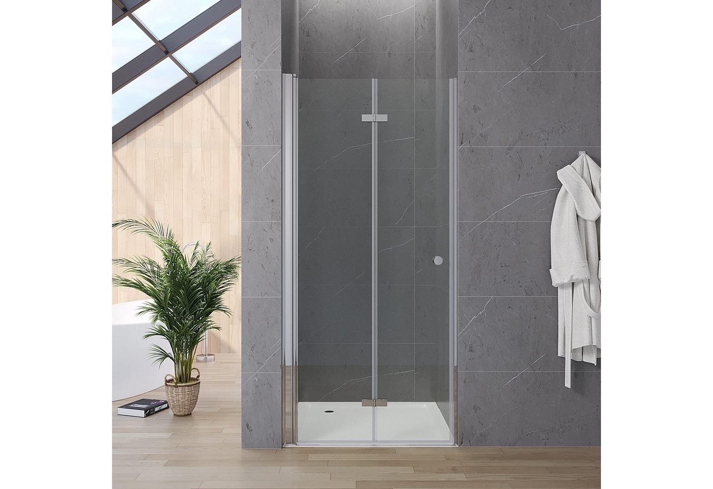 AQUABATOS Dusch-Falttür Duschabtrennung Nischentür Duschtür 70 75 80 90 100 120 cm, 70x187 cm, Einscheiben-Sicherheitsglas (ESG), mit Verstellbereich Lotus-Effekt Nanobeschichtung Klarglas faltbar von AQUABATOS