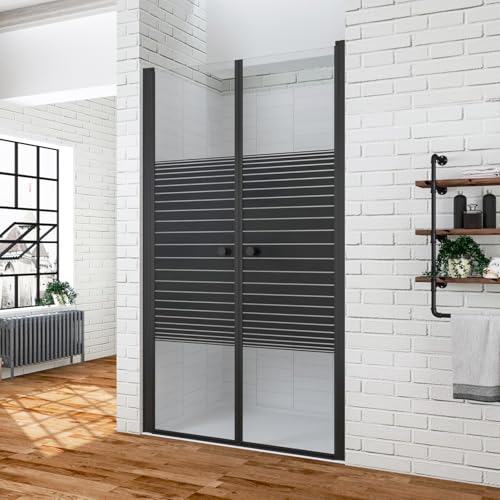 AQUABATOS Duschtür 90 cm breit Verstellbereich 88-91 cm Rahmenlos Pendeltür Dusche schwarz matt Nischentür Schwingtür 6 mm ESG Sicherheitsglas mit Querstreifen-Dekor NANO Beschichtung höhe 195 cm AQUABATOS Duschtür 90 cm breit Verstellbereich 88-91 cm Rahmenlos Pendeltür Dusche schwarz matt Nischentür Schwingtür 6 mm ESG Sicherheitsglas mit Querstreifen-Dekor NANO Beschichtung höhe 195 cm von AQUABATOS