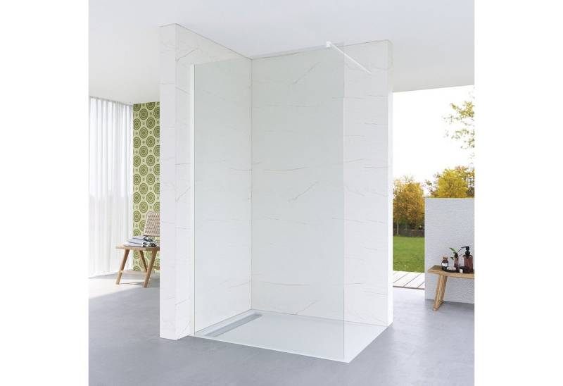 AQUABATOS Duschwand Duschabtrennung walk in Dusche Duschtrennwand Glasduschwände, 8 mm Einscheibensicherheitsglas (ESG), Aluminiumprofile in Gold/Weiß/Schwarz/Chromoptik/Grau, Klarglas,Lotuseffekt von AQUABATOS