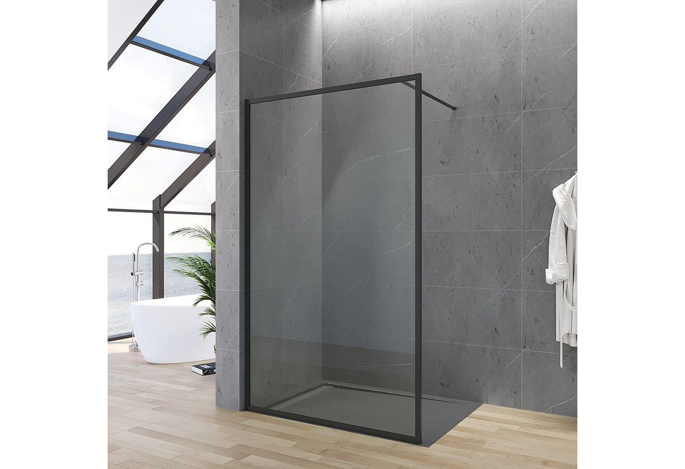 AQUABATOS Duschwand Duschwand schwarz Glas 80x203 90x203 100x203 110x203 120x203 cm, 8 mm Einscheibensicherheitsglas, mit Nano Beschichtung AQUABATOS Duschwand Duschwand schwarz Glas 80x203 90x203 100x203 110x203 120x203 cm, 8 mm Einscheibensicherheitsglas, mit Nano Beschichtung von AQUABATOS