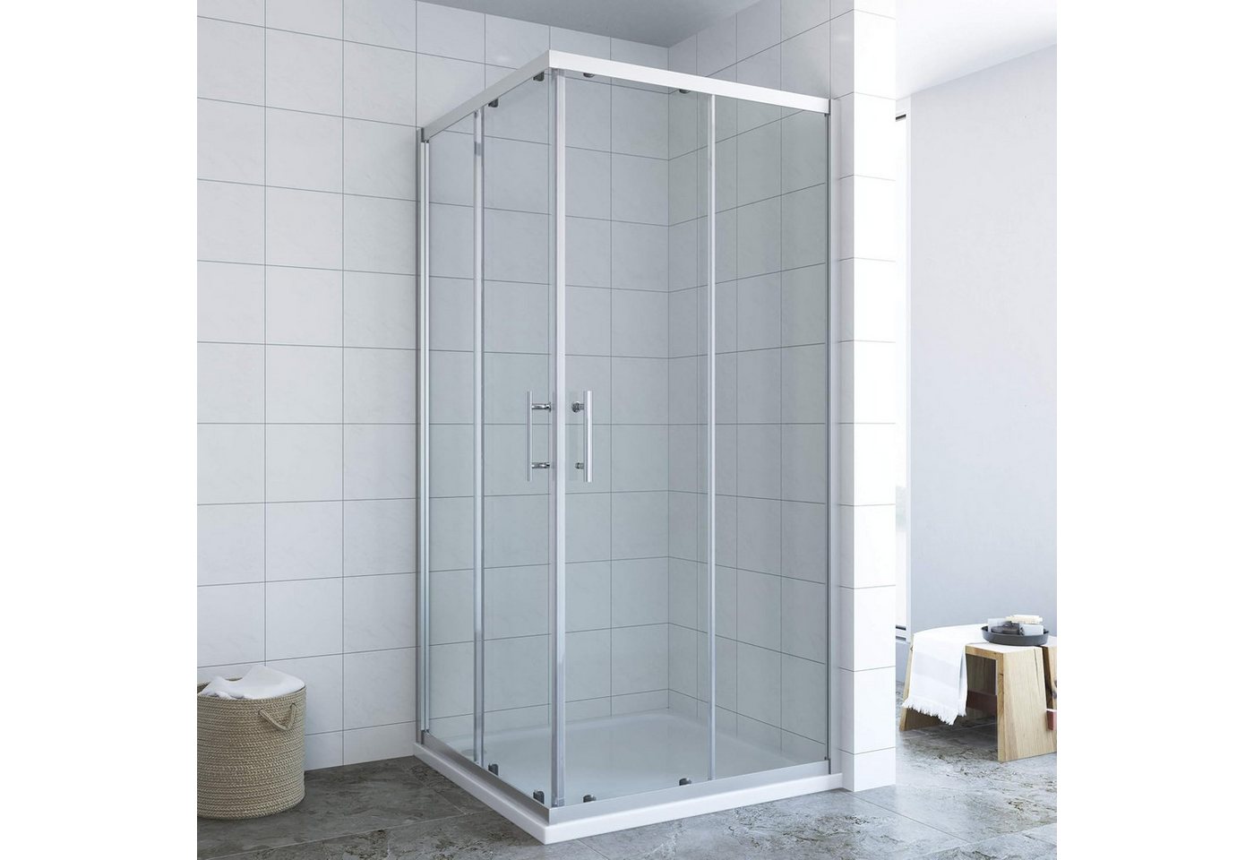 AQUABATOS Eckdusche Duschkabine Glas Eckeinstieg Schiebetür Eckdusche Duschabtrennung, BxT: 70x70 cm, 5/6 mm Sicherheitsglas, Klarglas AQUABATOS Eckdusche Duschkabine Glas Eckeinstieg Schiebetür Eckdusche Duschabtrennung, BxT: 70x70 cm, 5/6 mm Sicherheitsglas, Klarglas von AQUABATOS