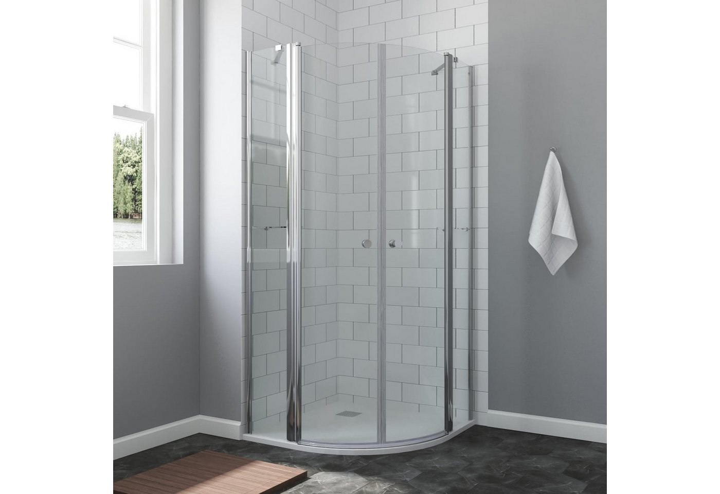 AQUABATOS Eckdusche Runddusche Duschwand Glas für Dusche Duschabtrennung Duschtrennwand, BxT: 100x100 cm, 6 mm ESG, großzügigen Einstiegsbereich,Aluprofile 20 mm Verstellbereich AQUABATOS Eckdusche Runddusche Duschwand Glas für Dusche Duschabtrennung Duschtrennwand, BxT: 100x100 cm, 6 mm ESG, großzügigen Einstiegsbereich,Aluprofile 20 mm Verstellbereich von AQUABATOS