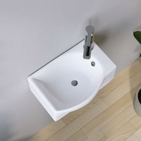 AQUABATOS Hängewaschbecken Keramik Waschtisch Handwaschbecken, Hahnloch Rechts, mit Überlauf, Stockschrauben, Ohne wasserhahn, Ohne ablaufventil, AQUABATOS Hängewaschbecken Keramik Waschtisch Handwaschbecken, Hahnloch Rechts, mit Überlauf, Stockschrauben, Ohne wasserhahn, Ohne ablaufventil, von AQUABATOS