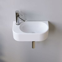 Aquabatos - Hängewaschbecken Keramik Waschtisch Handwaschbecken, mit Hahnloch Links und Stockschrauben, Ohne Überlauf, Ohne wasserhahn, Ohne Aquabatos - Hängewaschbecken Keramik Waschtisch Handwaschbecken, mit Hahnloch Links und Stockschrauben, Ohne Überlauf, Ohne wasserhahn, Ohne von AQUABATOS
