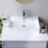 Aquabatos - Hängewaschbecken Keramik Waschtisch Handwaschbecken, mit Hahnloch und Überlauf, Stockschrauben, Ohne wasserhahn, Ohne ablaufventil, Weiß, Aquabatos - Hängewaschbecken Keramik Waschtisch Handwaschbecken, mit Hahnloch und Überlauf, Stockschrauben, Ohne wasserhahn, Ohne ablaufventil, Weiß, von AQUABATOS