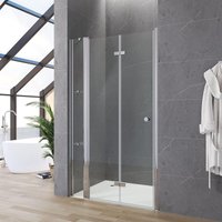 AQUABATOS Nischentür Dusche Breite 95cm(Verstellbereich 2.5 cm) Höhe 187 cm, 5 mm Sicherheitsglas mit Acryl Duschablagen von AQUABATOS
