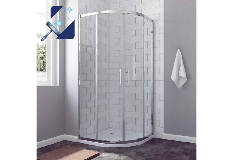 AQUABATOS Runddusche Duschkabine Eckeinstieg 80x80x195cm 90x90x195 cm, BxT: 80x80 cm, Einscheibensicherheitsglas (ESG), Runddusche Viertelkreis Eckdusche Schiebetüren Duschtür Duschabtrennung Dusche Glas Glastür Nano Beschichtung, Chromoptik, Sicherheitsglas, Echtglas, mit großem Verstellbereich von AQUABATOS