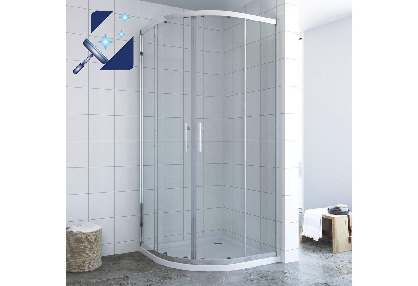 AQUABATOS Runddusche Viertelkreis Duschkabine Schwarz 80x80 90x90 Schiebetür Drehtür Glas, erhältlich in Silber matt/Schwarz matt/Chromoptik, Sicherheitsglas AQUABATOS Runddusche Viertelkreis Duschkabine Schwarz 80x80 90x90 Schiebetür Drehtür Glas, erhältlich in Silber matt/Schwarz matt/Chromoptik, Sicherheitsglas von AQUABATOS