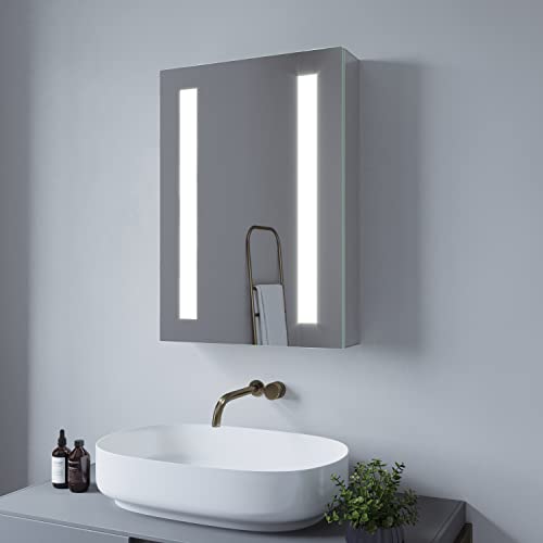 AQUABATOS Spiegelschrank Bad mit Steckdose Beleuchtung 50x70 cm Badezimmerschrank LED Spiegel Schrank Aluminium Badschrank doppelt verspiegelt Infrarot IR Sensor dimmbar antibeschlag Kaltweiß Licht AQUABATOS Spiegelschrank Bad mit Steckdose Beleuchtung 50x70 cm Badezimmerschrank LED Spiegel Schrank Aluminium Badschrank doppelt verspiegelt Infrarot IR Sensor dimmbar antibeschlag Kaltweiß Licht von AQUABATOS