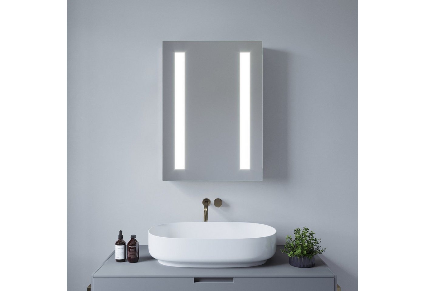 AQUABATOS Spiegelschrank Spiegelschrank mit Beleuchtung 50x70cm Badezimmerschrank LED Spiegel (dimmbar,IR-Sensor,Memory-Funktion,Anti-Beschlag,Spiegelheizung) von AQUABATOS