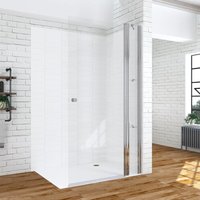 AQUABATOS Walk-In Duschabtrennung, Duschtür rahmenlos Schwingtür mit Eckregale, 6mm Nano-ESG Duschwand5. 120 x 197 cm von AQUABATOS