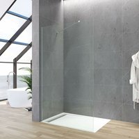 AQUABATOS Walk-in Dusche Duschabtrennung Sicherheitsglas 8mm Glaswand Nano Beschichtung Duschtrennwand Easy Clean Seitenwand mit Stabilisationsbügel von AQUABATOS