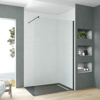 AQUABATOS Walk in Dusche Duschwand Glas Duschabtrennung Duschtrennwand Glastrennwand für Duschwanne Klarglas 8 mm mit NANO Beschichtung schwarz von AQUABATOS