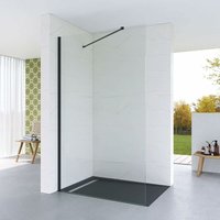 AQUABATOS Walk in Dusche Duschwand Glas Duschtrennwand aus Klarglas 8 mm mit NANO Beschichtung inklusive verstellbarer Winkel Stabilisationsbügel 80 von AQUABATOS
