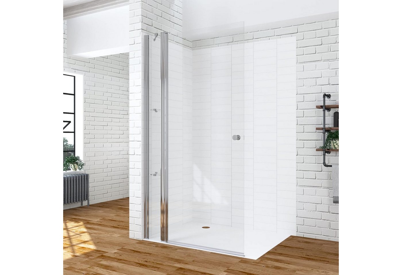 AQUABATOS Walk-in-Dusche Duschwand Walk in Duschabtrennung Duschtrennwand Glas Duschtür Dusche, 6 mm Einscheibensicherheitsglas mit Nanobeschichtung, Drehtür 85 90 95 105 115cm mit Festteil Duschablagen AQUABATOS Walk-in-Dusche Duschwand Walk in Duschabtrennung Duschtrennwand Glas Duschtür Dusche, 6 mm Einscheibensicherheitsglas mit Nanobeschichtung, Drehtür 85 90 95 105 115cm mit Festteil Duschablagen von AQUABATOS