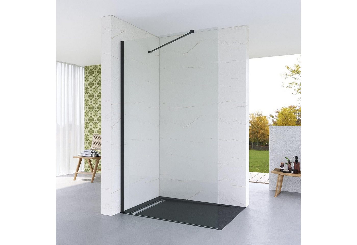 AQUABATOS Walk-in-Dusche Walk in Duche schwarz Duschtrennwand Glasduschwand Duschabtrennung, 8 mm starkes Einscheibensicherheitsglas mit Nanobeschichtung inkl. verstellbarer Winkel Stabilisationsbügel, Breite wählbar 80 90 100 110 120 cm AQUABATOS Walk-in-Dusche Walk in Duche schwarz Duschtrennwand Glasduschwand Duschabtrennung, 8 mm starkes Einscheibensicherheitsglas mit Nanobeschichtung inkl. verstellbarer Winkel Stabilisationsbügel, Breite wählbar 80 90 100 110 120 cm von AQUABATOS