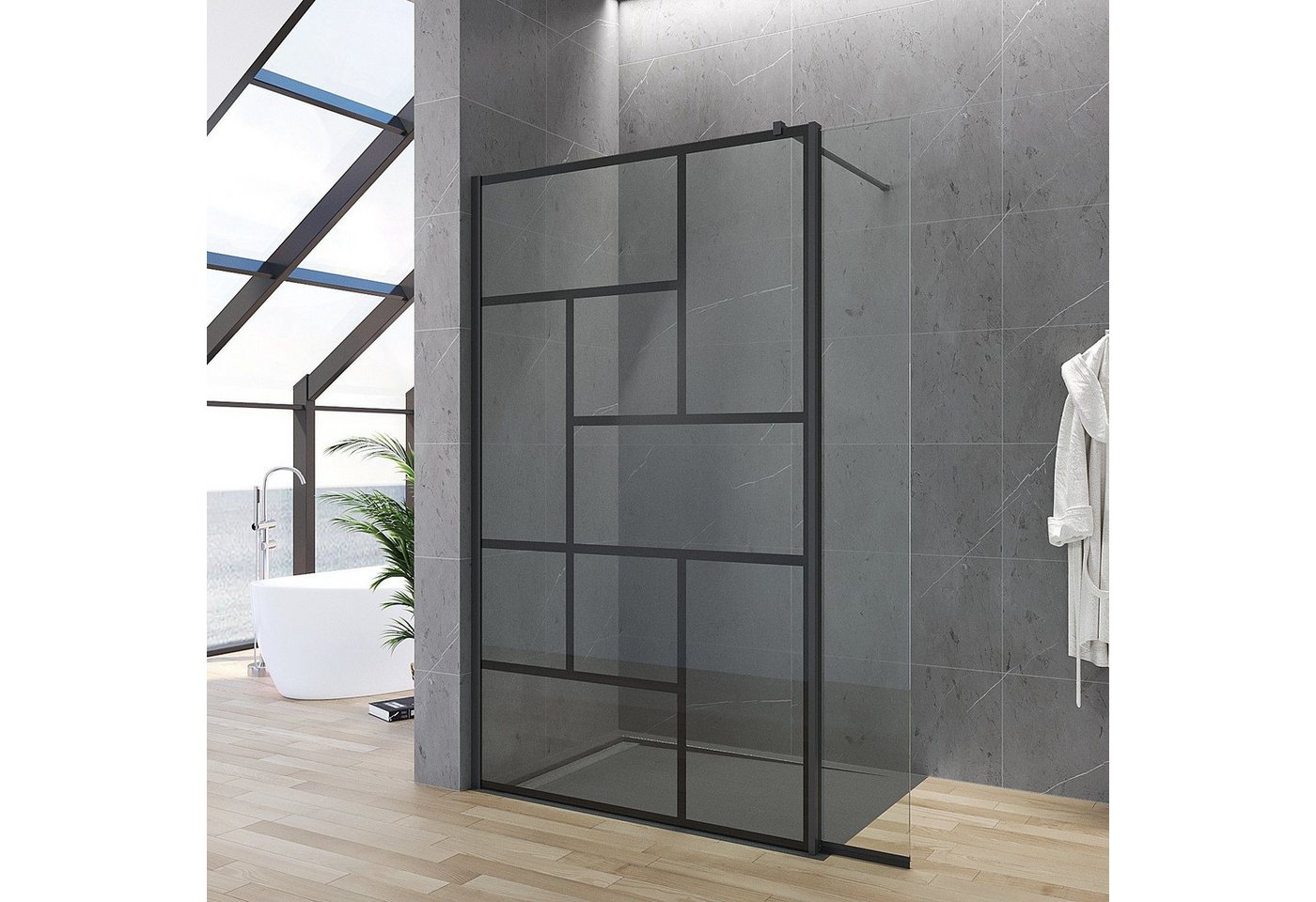 AQUABATOS Walk-in-Dusche Walk in Duschwand 100x200cm 120x200cm, 8 mm Einscheibensicherheitsglas, mit Nebenteil (30 cm breit) von AQUABATOS