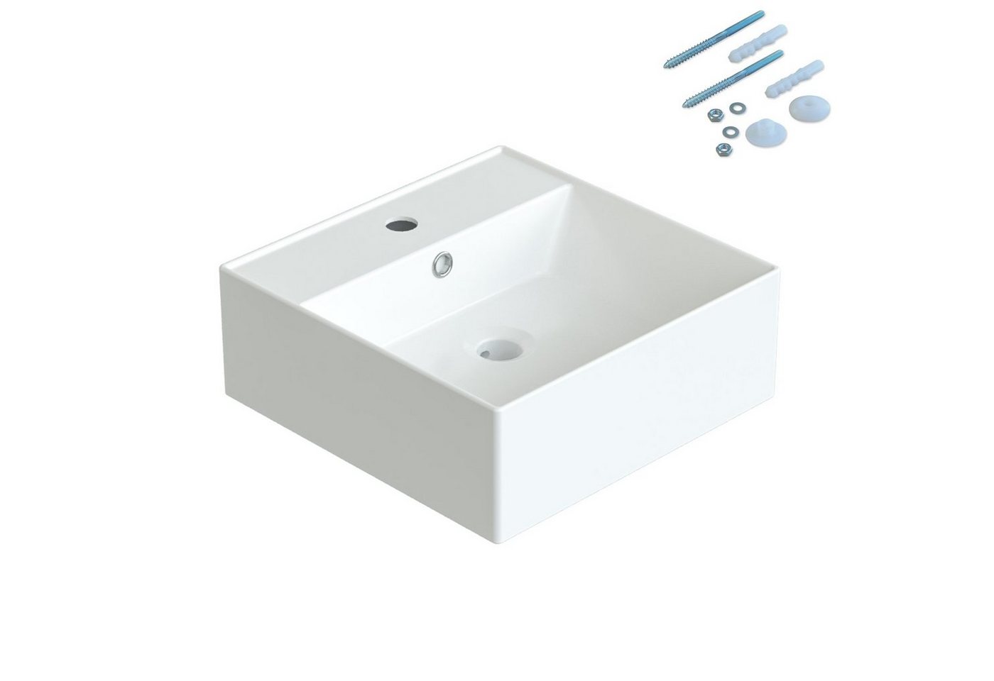 AQUABATOS Waschbecken Aufsatzwaschbecken mit/ohne Hahnloch rund oval eckig 30 40 50 60cm (Handwaschbecken Gäste wc Waschbecken klein Wandmontage ohne Unterschrank modern, mit ohne Überlauf wählbar,Ultradünner Rand), verschiedene Montagemöglichkeiten von AQUABATOS