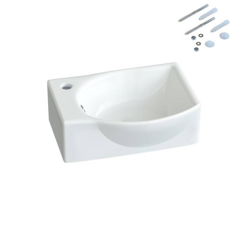 AQUABATOS Waschbecken Aufsatzwaschbecken mit/ohne Hahnloch rund oval eckig 30 40 50 60cm (Handwaschbecken Gäste wc Waschbecken klein Wandmontage ohne Unterschrank modern, mit ohne Überlauf wählbar,Ultradünner Rand), verschiedene Montagemöglichkeiten von AQUABATOS