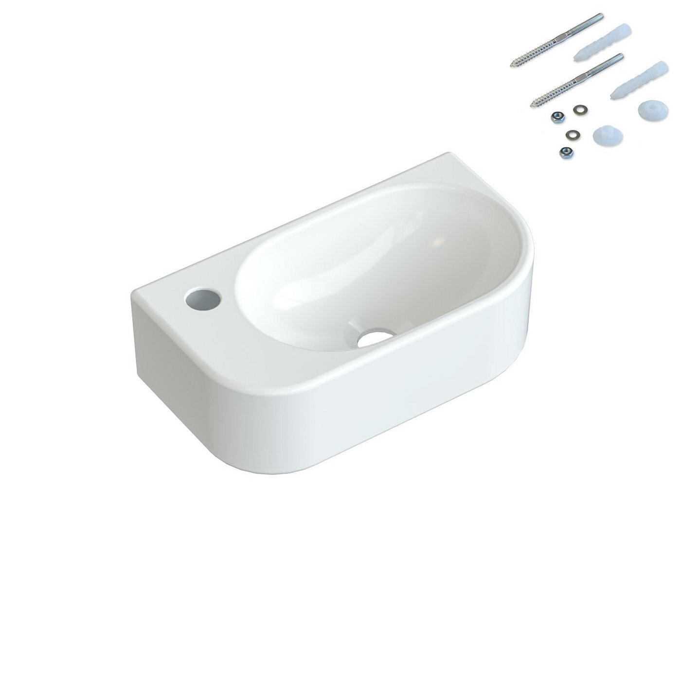 AQUABATOS Waschbecken Aufsatzwaschbecken mit/ohne Hahnloch rund oval eckig 30 40 50 60cm (Handwaschbecken Gäste wc Waschbecken klein Wandmontage ohne Unterschrank modern, mit ohne Überlauf wählbar,Ultradünner Rand), verschiedene Montagemöglichkeiten von AQUABATOS