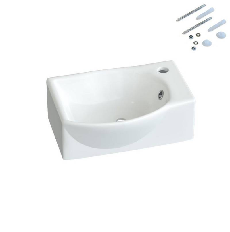 AQUABATOS Waschbecken Aufsatzwaschbecken mit/ohne Hahnloch rund oval eckig 30 40 50 60cm (Handwaschbecken Gäste wc Waschbecken klein Wandmontage ohne Unterschrank modern, mit ohne Überlauf wählbar,Ultradünner Rand), verschiedene Montagemöglichkeiten von AQUABATOS