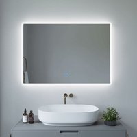 Badspiegel Wandspiegel mit led Licht 100x70cm boras Typ b Touch Sensor Dimmbar Antibeschlag Kaltweiß 6400K von AQUABATOS