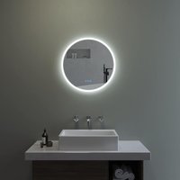 Badspiegel mit Beleuchtung 60 cm Rund Wandspiegel Lichtspiegel Antibeschlag Beschlagfrei Badezimmerspiegel Dimmbar JALTAS-Serie Kaltweiß 6400K und von AQUABATOS