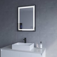 Aquabatos - Badspiegel mit led Licht Schwarzer Rahmen 60x80cm sautens Typ c Touch Sensor Dimmbar Spiegelheizung Kaltweiß 6400K Warmweiß 3000K Aquabatos - Badspiegel mit led Licht Schwarzer Rahmen 60x80cm sautens Typ c Touch Sensor Dimmbar Spiegelheizung Kaltweiß 6400K Warmweiß 3000K von AQUABATOS