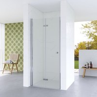 Duschabtrennung Nischentür Falttür Rahmenlos Einzelfalttür Faltdusche Duschwand Glas Dusche Duschkabine Duschtür Höhe 187 cm 4: Breite 90 cm, von AQUABATOS