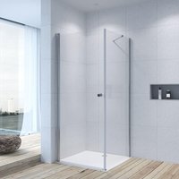 Eckeinstieg Duschkabine, Drehtür Seitenwand Duschtür, Schwingtür+Seitenwand +6 mm esg Glas klar mit Nano Beschichtung 18. 80cm x 90cm x 197cm von AQUABATOS