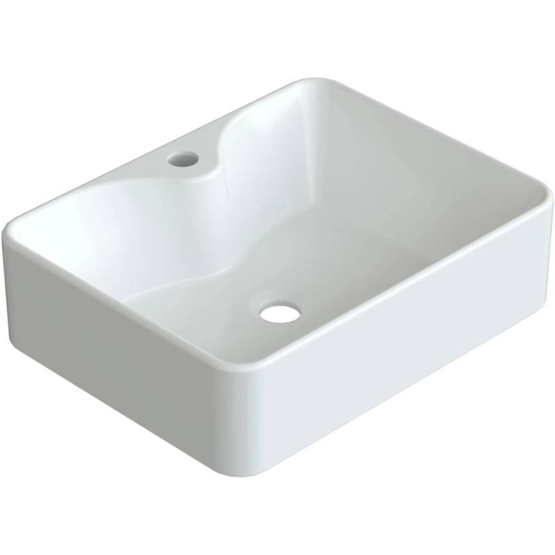 Aquabatos Handwaschbecken Bad Waschplatz Waschbecken Rechteckig 48,5 x 37,5 x 14 cm Aufsatzbecken Aufsatzwaschbecken aus Weißer Keramik von AQUABATOS