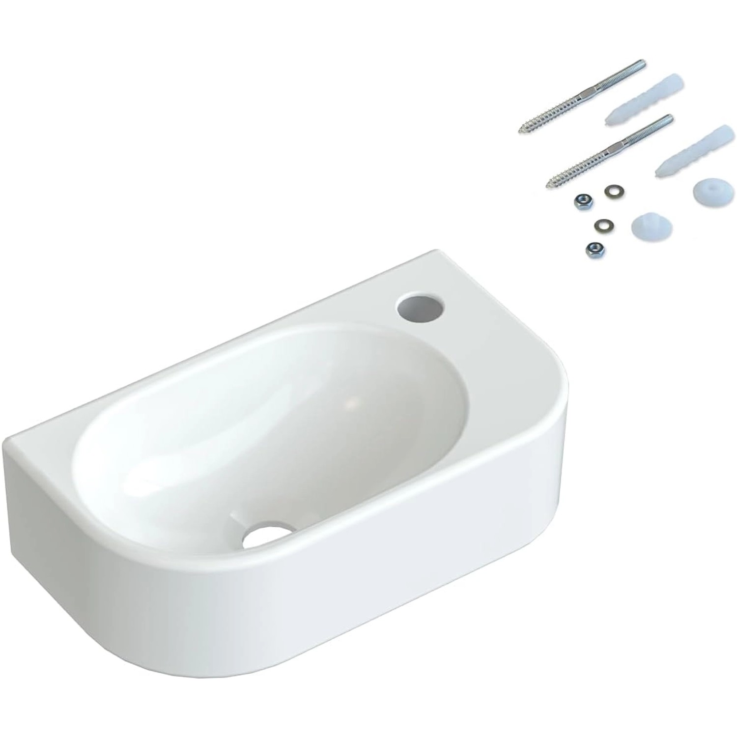 Aquabatos Handwaschbecken Klein Gäste WC Waschbecken weiß Design 40 x 21,5 x 10,5 cm Bad Waschplatz Aufsatzwaschbecken Rechts mit Wasserhahnloch Aquabatos Handwaschbecken Klein Gäste WC Waschbecken weiß Design 40 x 21,5 x 10,5 cm Bad Waschplatz Aufsatzwaschbecken Rechts mit Wasserhahnloch von AQUABATOS