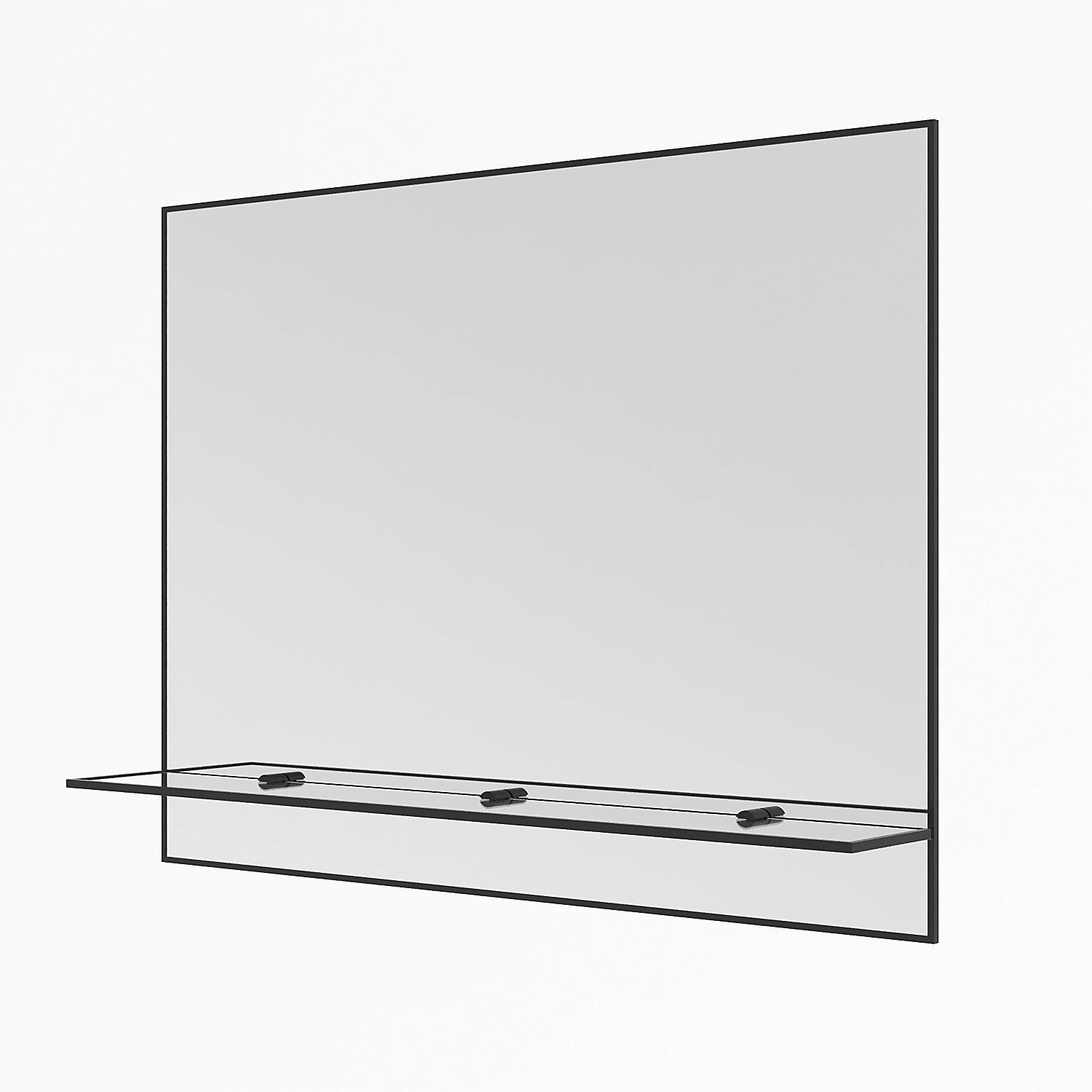 Aquabatos Spiegel Badspiegel mit Schwarzmattem Aluminiumrahmen Wandspiegel mit Glasablage Regal 80 x 60 cm Badezimmerspiegel Rechteckig von AQUABATOS