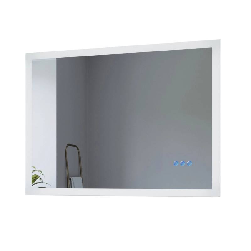 Aquabatos Wandspiegel 80 x 60 cm Badspiegel mit Beleuchtung LED Badezimmerspiegel Anti-Beschlag Touch-Schalter Dimmbar mit 3 Lichtfarben Lichtspiegel von AQUABATOS