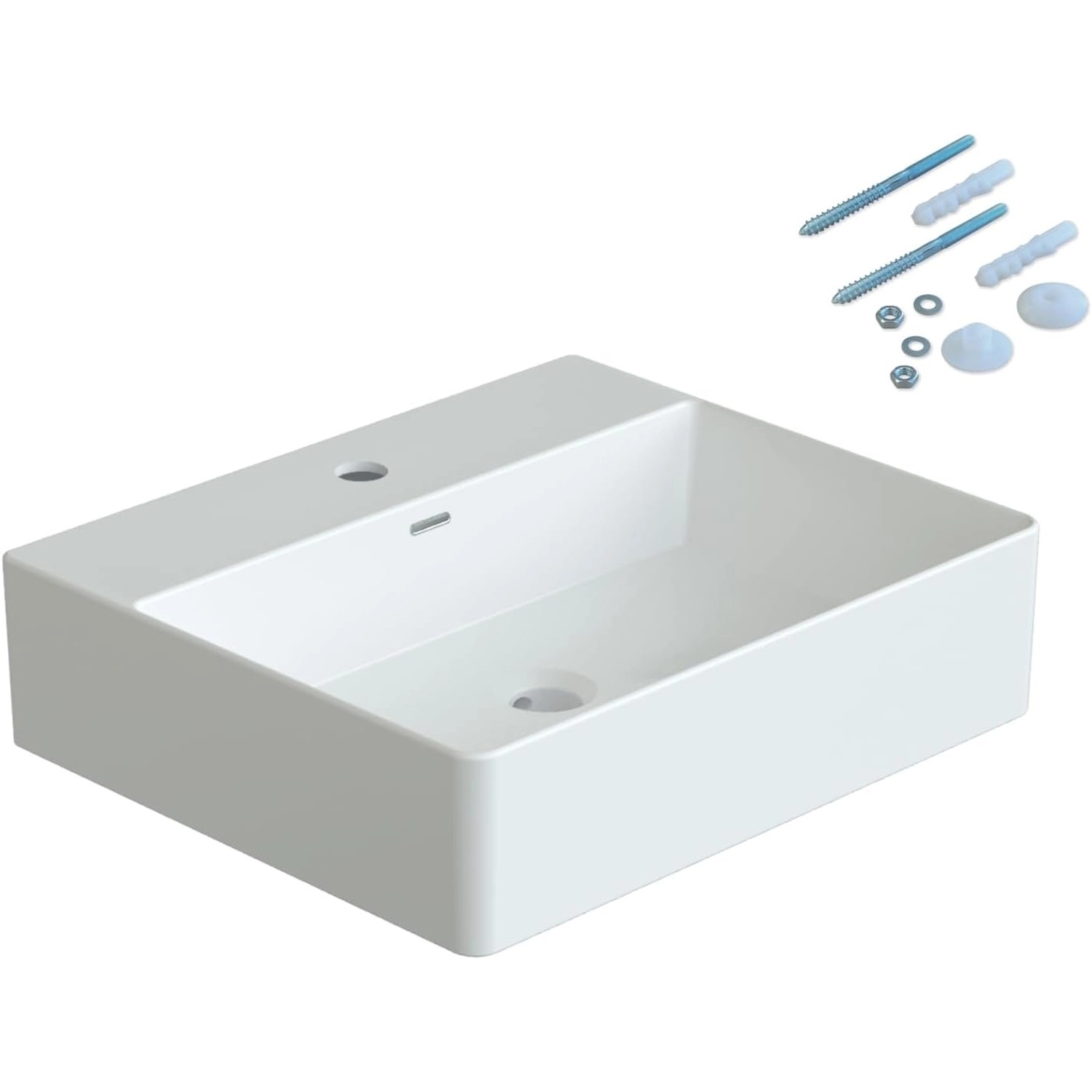Aquabatos Waschbecken 50 x 42 x 13,5 cm aus Keramik Rechteckiges Handwaschbecken Aufsatzwaschbecken Aufsatzbecken mit Wasserhahnloch und Überlauf Aquabatos Waschbecken 50 x 42 x 13,5 cm aus Keramik Rechteckiges Handwaschbecken Aufsatzwaschbecken Aufsatzbecken mit Wasserhahnloch und Überlauf von AQUABATOS