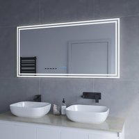 Aquabatos - led Bad Spiegel mit Licht Beleuchtung gross 140x70cm essens Typ c Touch Sensor Dimmbar Spiegelheizung Kaltweiß 6400K Warmweiß 3000K von AQUABATOS