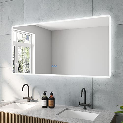 BORAS-Serie großer Badspiegel mit LED indirekte Beleuchtung 140x70 cm Beschlagfrei Antibeschlag Kaltweiß Neutralweiß Warmweiß Einstellbar Dimmbar Touch Schalter mit Memory-Funktion für Wandschalter BORAS-Serie großer Badspiegel mit LED indirekte Beleuchtung 140x70 cm Beschlagfrei Antibeschlag Kaltweiß Neutralweiß Warmweiß Einstellbar Dimmbar Touch Schalter mit Memory-Funktion für Wandschalter von AQUABATOS