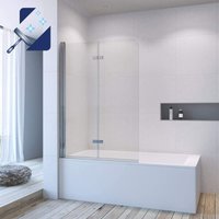 Badewannenabtrennung Badewannenfaltwand 5 mm esg glas mit Nano Beschichtung Duschtrennwand für Badewanne 5. 120 x 140 cm Silberne - Aquabatos von AQUABATOS