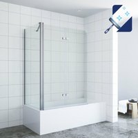 Badewannenaufsatz mit Seitenwand Duschabtrennung Duschtrennwand für Badewanne Badewannenfaltwand Duschwand Glas aus 5 mm Sicherheitsglas mit Badewannenaufsatz mit Seitenwand Duschabtrennung Duschtrennwand für Badewanne Badewannenfaltwand Duschwand Glas aus 5 mm Sicherheitsglas mit von AQUABATOS
