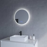 Badezimmerspiegel Rund Spiegel mit LED Licht für Bad 60cm JALTAS Typ C Touch Sensor Dimmbar Antibeschlag Kaltweiß 6400K Warmweiß 3000K AQUABATOS von AQUABATOS