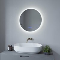 Badezimmerspiegel Rund Spiegel mit LED Licht für Bad 60cm JALTAS Typ C Touch Sensor Dimmbar Antibeschlag Kaltweiß 6400K Warmweiß 3000K von AQUABATOS