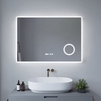 Badezimmerspiegel mit LED Beleuchtung und Uhr 100x70cm BORAS Typ D Kosmetikspiegel Digital Uhr Touch Sensor Dimmbar Antibeschlag Kaltweiß 6400K Badezimmerspiegel mit LED Beleuchtung und Uhr 100x70cm BORAS Typ D Kosmetikspiegel Digital Uhr Touch Sensor Dimmbar Antibeschlag Kaltweiß 6400K von AQUABATOS