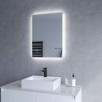 Badspiegel Beleuchtet LED Badezimmerspiegel 80x60cm BORAS Typ C Touch Sensor Dimmbar Antibeschlag Kaltweiß 6400K Warmweiß 3000K AQUABATOS von AQUABATOS