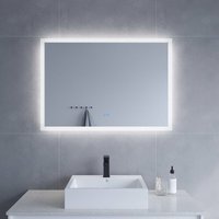 Badspiegel mit led Beleuchtung Licht Spiegel 100x70cm echos Typ b Touch Sensor Dimmbar Spiegelheizung Kaltweiß 6400K Aquabatos von AQUABATOS